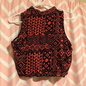 Pink and Black patterned halter top